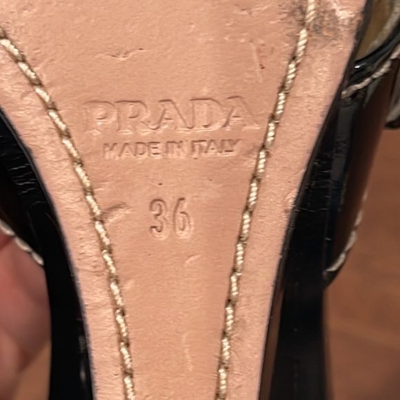 Prada Women’s Black Patent Leather Wedge Size 6 - Picture 6 of 6